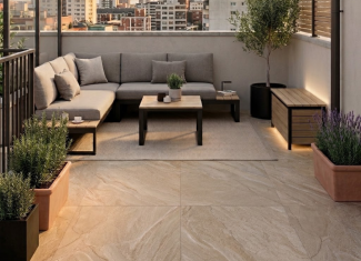 Carrelage extérieur effet pierre marron 20mm – 60×90 – Halley Mud