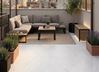 Carrelage extérieur effet pierre blanche 20mm – 60×90 – Halley White