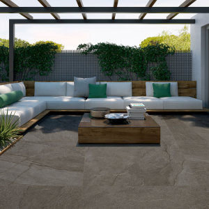 Carrelage extérieur effet pierre argent 20 mm - 100x100 - Halley Argent