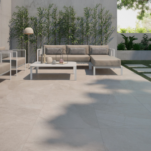 Carrelage extérieur effet pierre clair 20 mm - 100x100 - Halley Light
