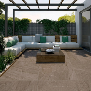 Carrelage extérieur effet pierre marron 20 mm - 100x100 - Halley Mud