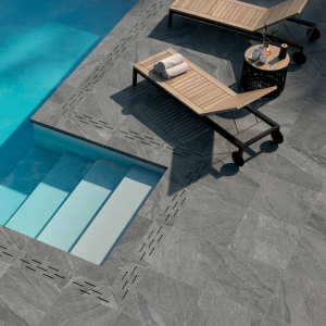 Carrelage extérieur effet pierre argent 20mm - 60x60 - Halley Argent