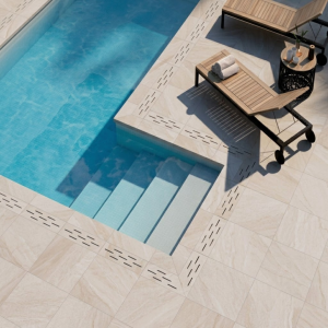 Carrelage extérieur effet pierre clair 20mm - 60x60 - Halley Light