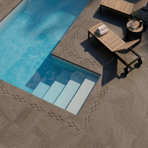 Carrelage extérieur effet pierre marron 20mm - 60x60 - Halley Mud