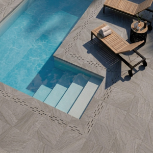 Carrelage extérieur effet pierre gris 20mm - 60x60 - Halley Silver
