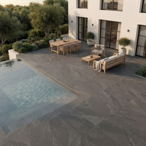 Carrelage extérieur effet pierre argent 20mm - 60x120 - Halley Argent