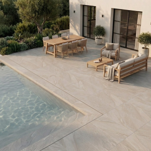 Carrelage extérieur effet pierre clair  20mm - 60x120 - Halley Light