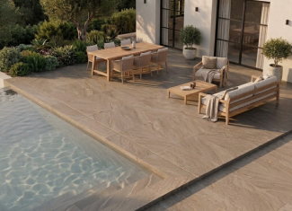 Carrelage extérieur effet pierre beige 20mm – 60×120 – Halley Taupe