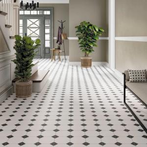 Carreau de ciment effet damier noir blanc - 33x33 - Canterbury black