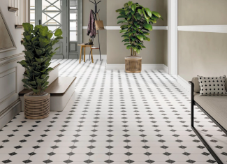 Carreau de ciment effet damier noir blanc – 33×33 – Canterbury black