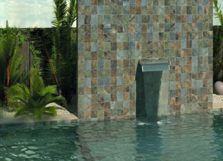 Carrelage effet pierre de bali verte – 30×60 – Aspen Pool Multicouleur