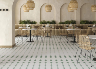 Carreau de ciment effet damier blanc vert – 33×33 –  Canterbury Green