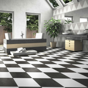Carreau de ciment effet damier noir et blanc - 70x40 - Diamond City