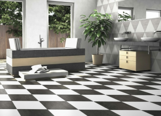 Carreau de ciment effet damier noir et blanc – 70×40 – Diamond City