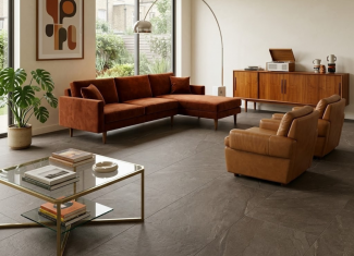 Carrelage effet pierre marron – 60×120 – Halley Mud