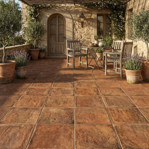 Carrelage aspect tomette rouge - 60x60 - Manises Terracota