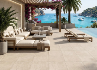 Carrelage XXL aspect terre cuite beige sable – 80×80 – Manises Arena