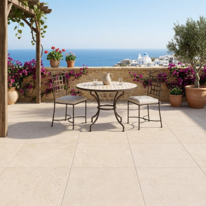 Carrelage effet pierre ivoire - 120x120 - Ribera Marfil