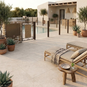 Carrelage effet terre cuite beige sable - 60x60 - Manises Arena - Grespania