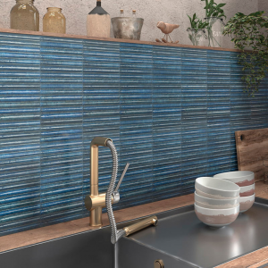 Carrelage mural effet kit kat bleu brillant - 6x12 - Blu