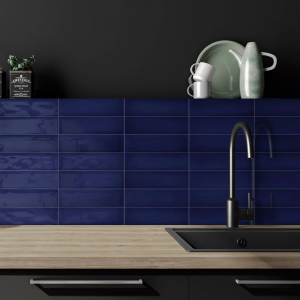 Faïence brillante effet zellige bleu marine - 7,5x30 - Navy
