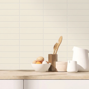 Faïence murale mate blanc crème - 5x20 - Blank Canvas Flat