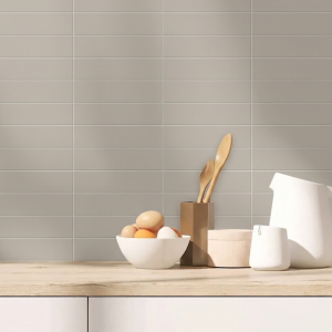 Faïence murale mate gris beige - 5x20 - Rustic Greige Flat
