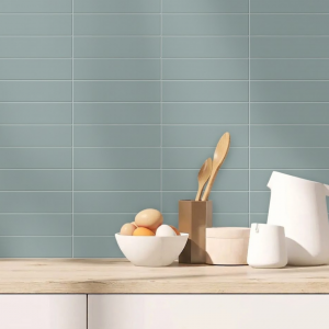 Faïence murale mate lisse bleu pastel - 5x20 - Quiet Moments Flat