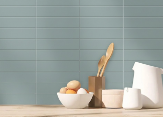 Faïence murale mate lisse bleu pastel – 5×20 – Quiet Moments Flat