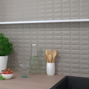 Carrelage mural mat effet relief 3D gris beige - 5x20 - Rustic Greige Padded
