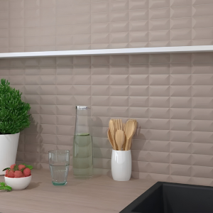 Carrelage mural mat effet relief 3D terracotta - 5x20 - Redend Point Padded
