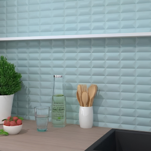Carrelage mural mat effet relief 3D bleu gris - 5x20 cm - Quiet Moments Padded
