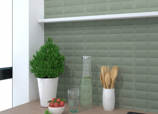 Carrelage mural mat effet relief 3D vert sauge – 5×20 – October Mist Padded