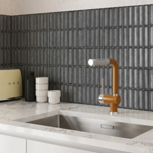 Carrelage effet kit kat gris anthracite  - 11,5x23 - Karatsu Charcoal Grey
