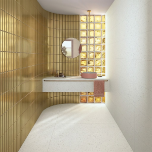 Carrelage kitkat mural métallisé or – 23×33,5 - Alohi Oro