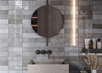 Faïence effet zellige brillant gris beige – 6,5×20 – Greige