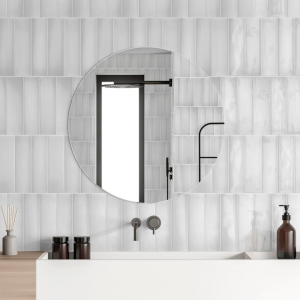 Faïence brillante effet zellige blanc - 7,5x30 - White