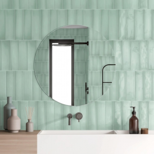 Faïence brillante effet zellige vert menthe - 7,5x30 - Mint