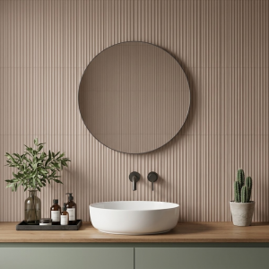 Faïence murale mate texturée terracotta - 5x20 - Redend Point Stripes