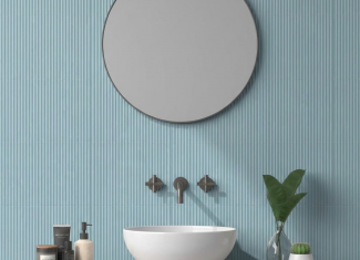 Faïence murale mate texturée bleu gris – 5×20 – Quiet Moments Stripes