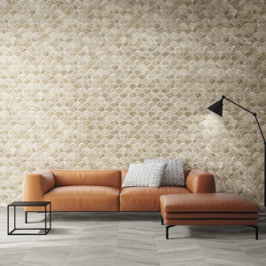 Carrelage écaille de poisson effet pierre blanche - 30,7x30,7 - Stone White