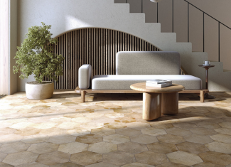 Carrelage hexagonal imitation terre cuite taupe – 23,3×26,8 – Archai Chipper