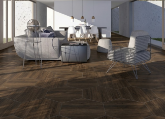 Carrelage hexagonal effet bois foncé – 51,9×59,9 – Carbon