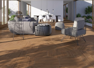 Carrelage hexagonal effet bois noyé – 51,9×59,9 – Noce