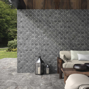 Carrelage écaille de poisson effet ardoise noire - 30,7x30,7 - Slate Black