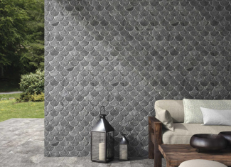 Carrelage écaille de poisson effet ardoise noire – 30,7×30,7 – Slate Black