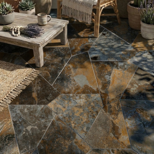 Carrelage géométrique effet pierre de bali multicouleur - Itza multicolor  - 29.3x33.6