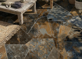 Carrelage géométrique effet pierre de bali multicouleur – Itza multicolor  – 29.3×33.6