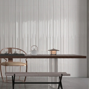 Carrelage relief 3D brillant blanc - 10x40 - V-ribbed white gloss