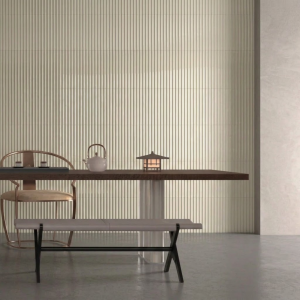 Carrelage relief 3D ivoire brillant - 10x40 - V-ribbed bone gloss